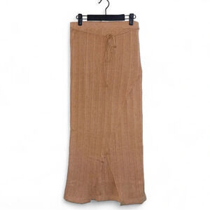 REVOLVE One Grey Day Women’s M Tan Ribbed Cashmere & Cotton Knit Long Maxi Skirt